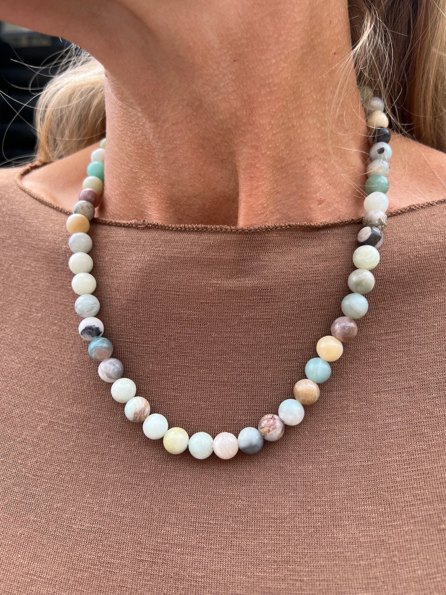 Halsband Mary Natur/Aqua Mix