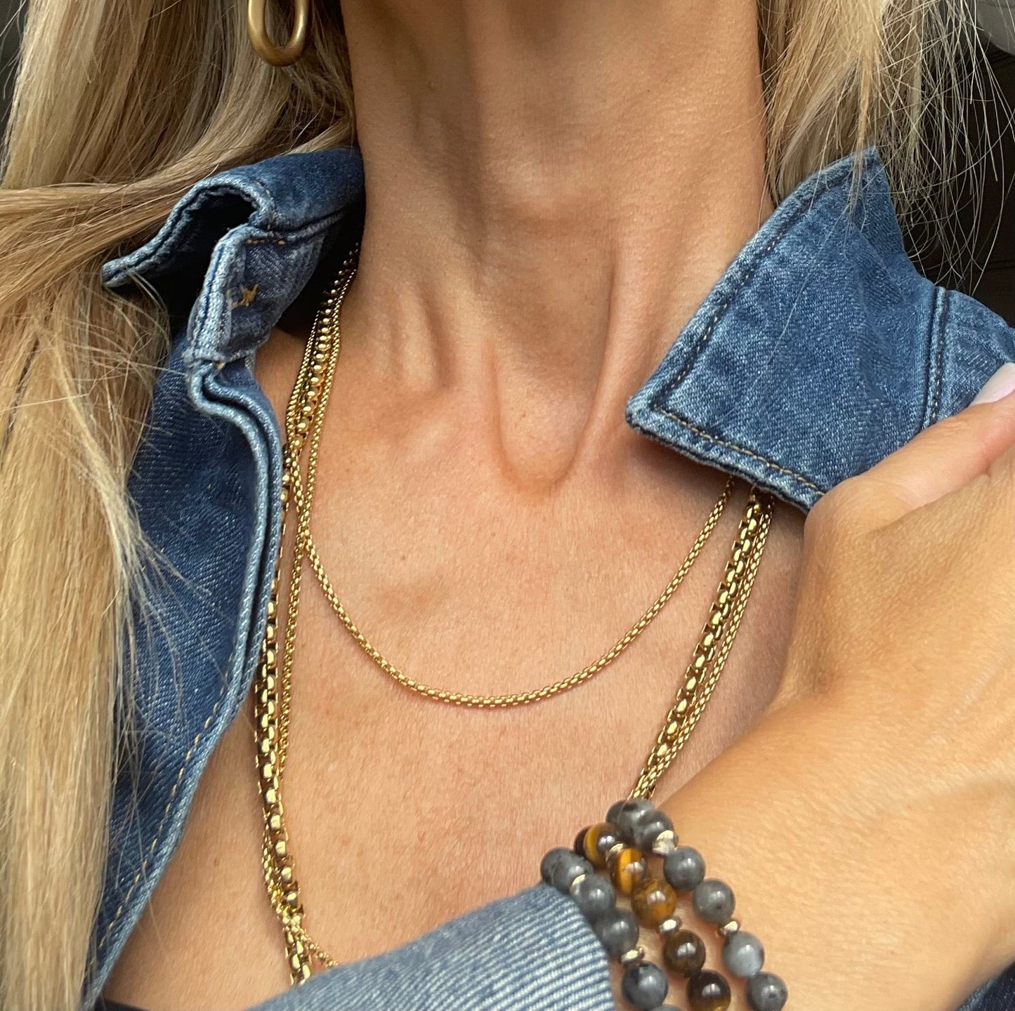 Halsband Roseanne 18k förgyllt - 59cm