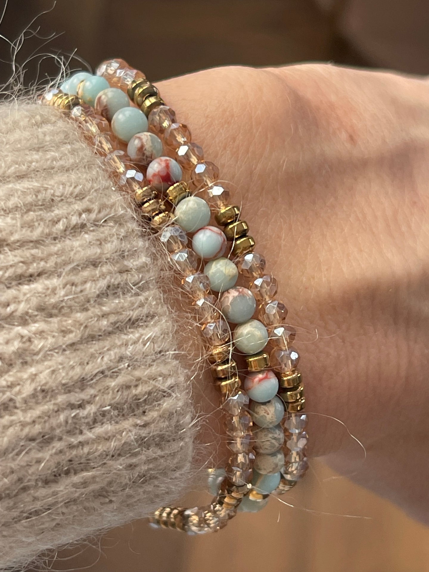 Armband Leah Sea Breeze/Natur – Set med 3 st