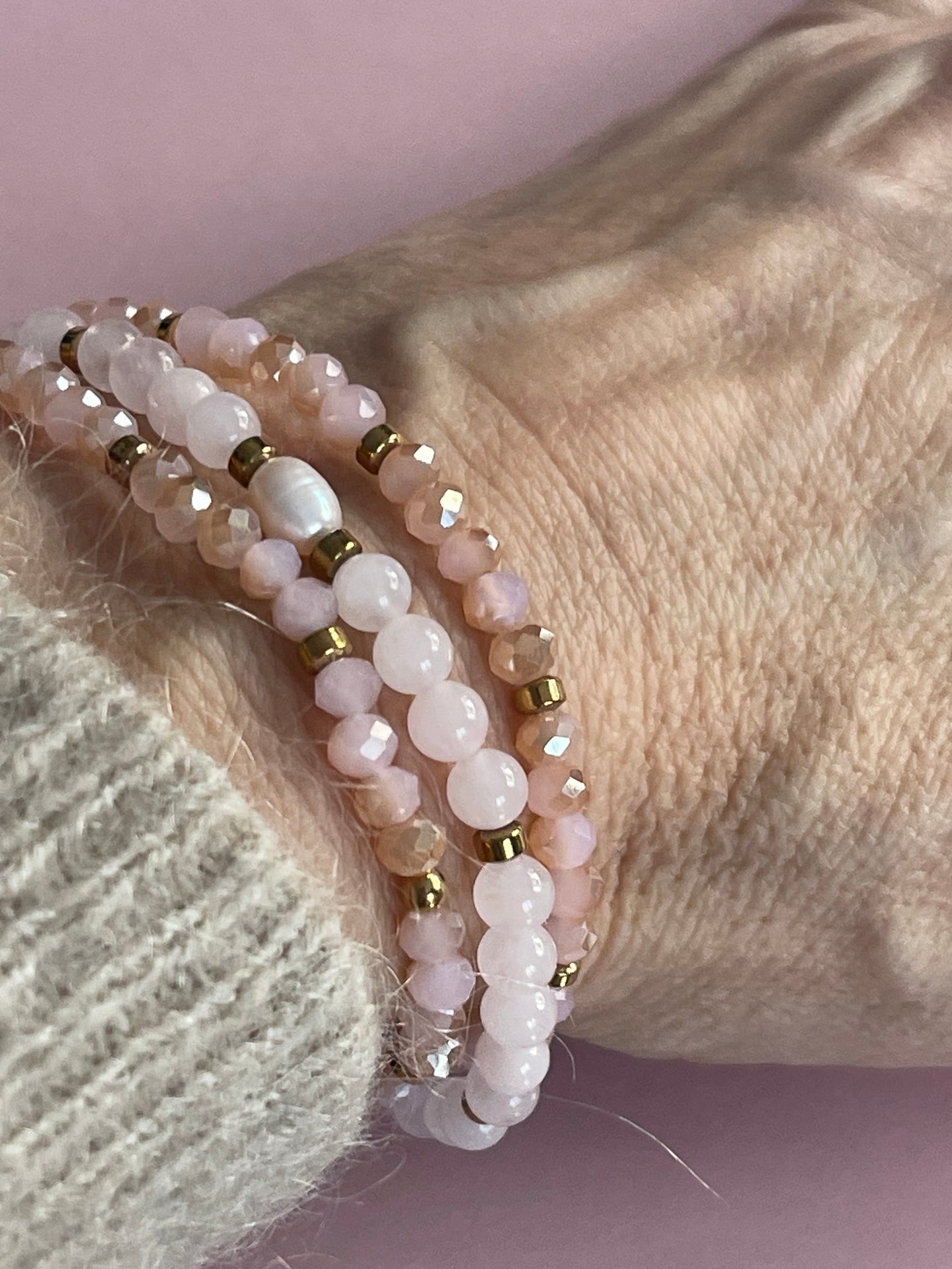 Armband Leah Soft Rose – Set med 3 st