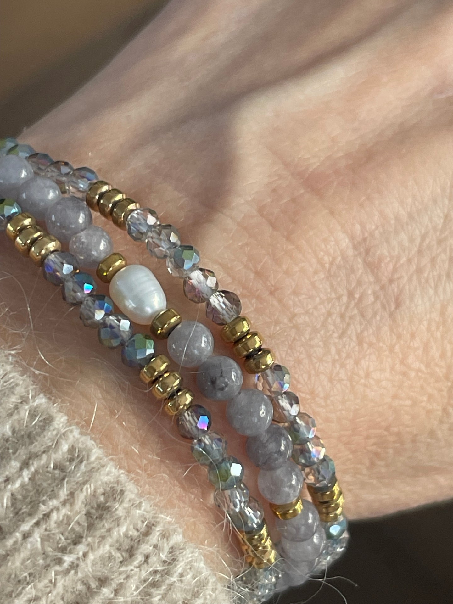 Armband Leah Lavendel/Stone – Set med 3 st