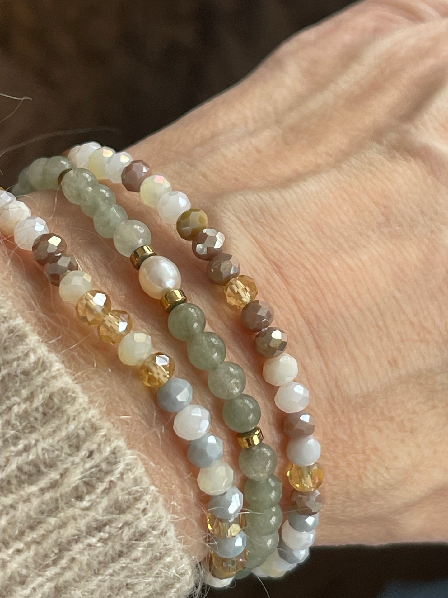 Armband Leah Jade Grön – Set med 3 st