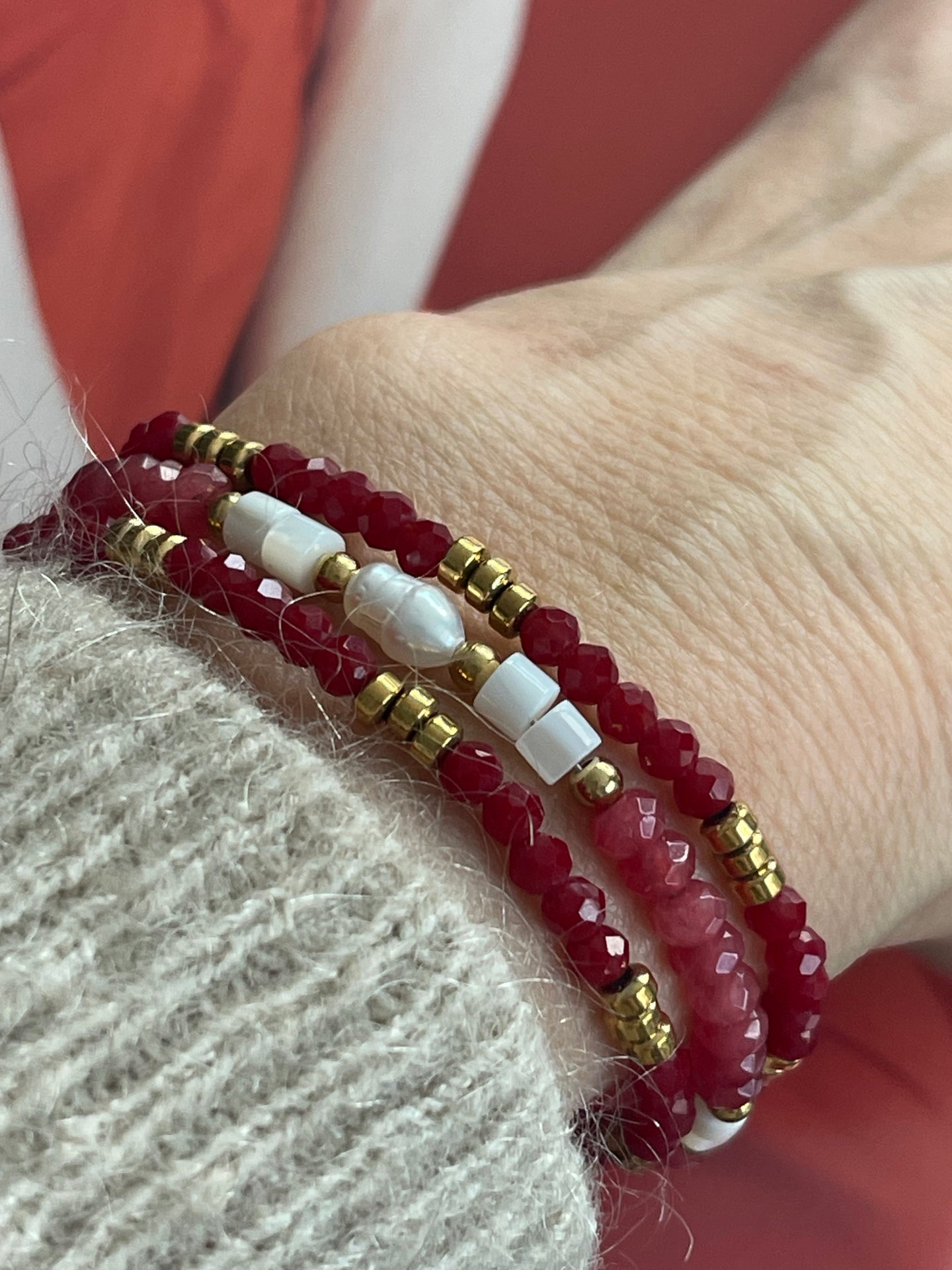 Armband Sarabella Berry – Set med 3 st