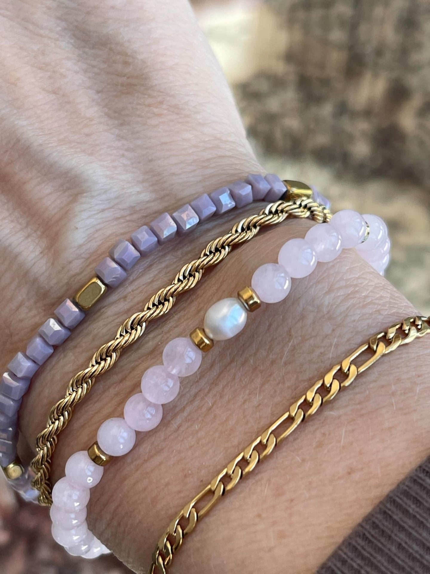 Armband Erika lavendel - Set med 4 armband
