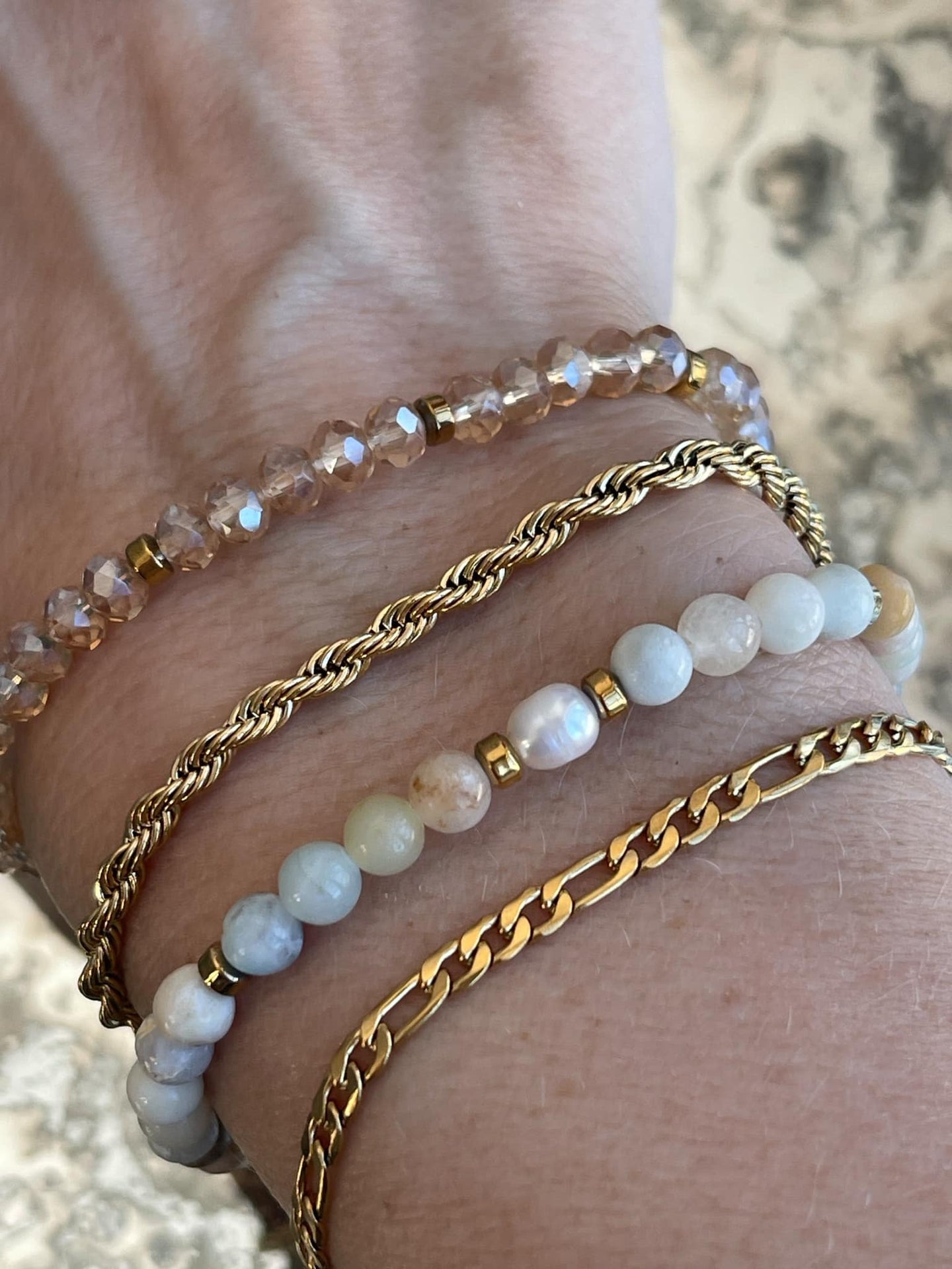 Armband Erika Natur - Set med 4 armband