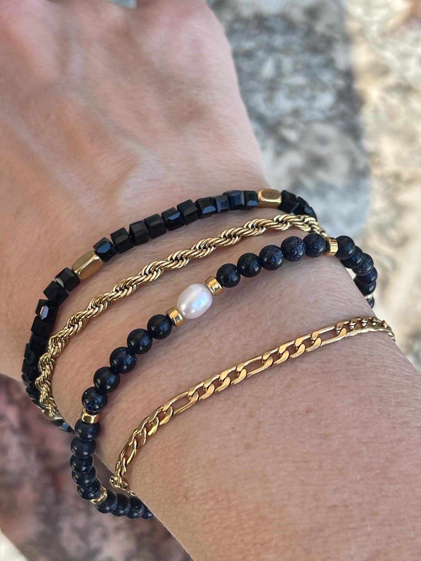 Armband Erika black - Set med 4 armband