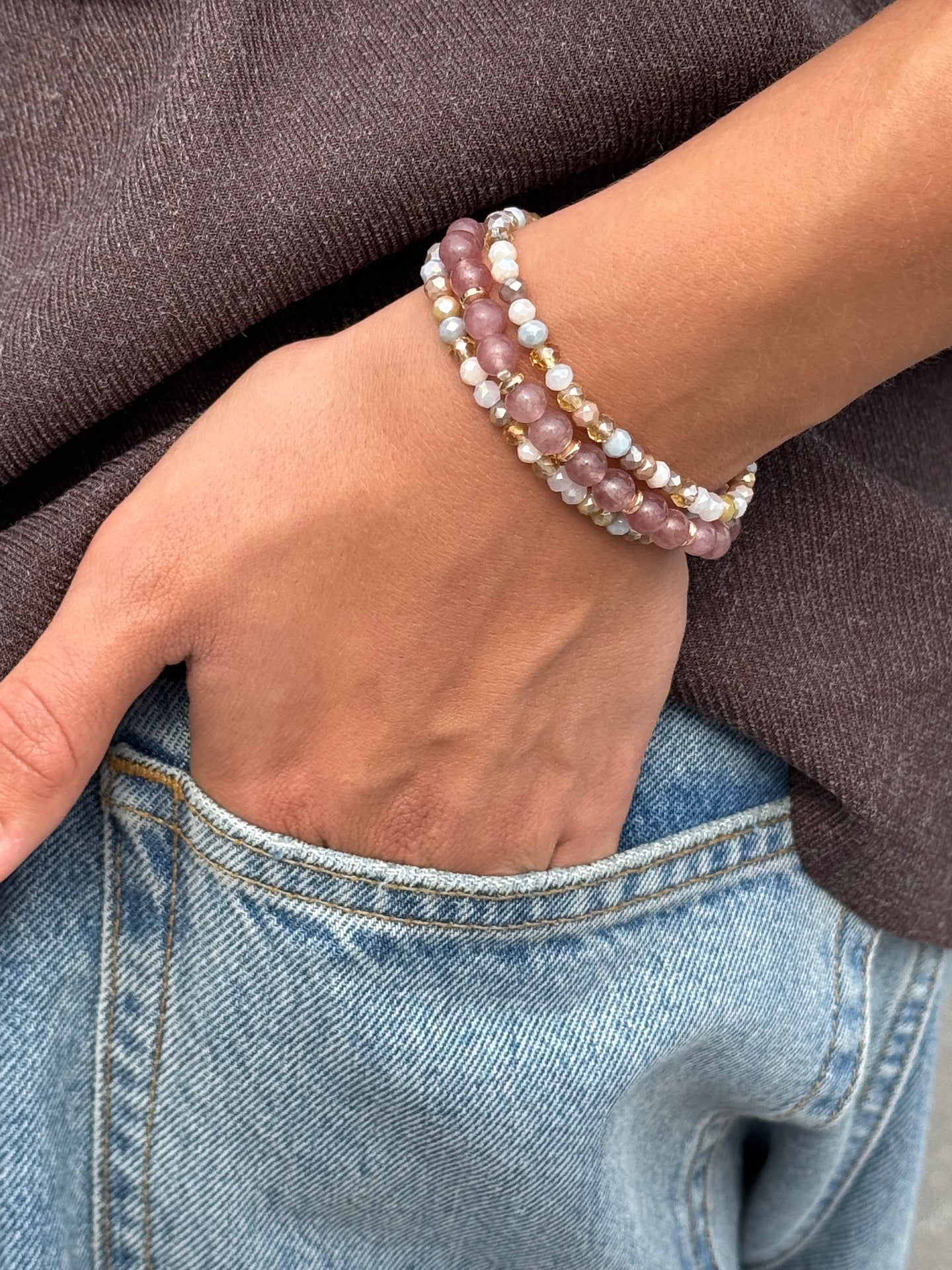 Armband Luna Vintage Ros – Set med 3 st