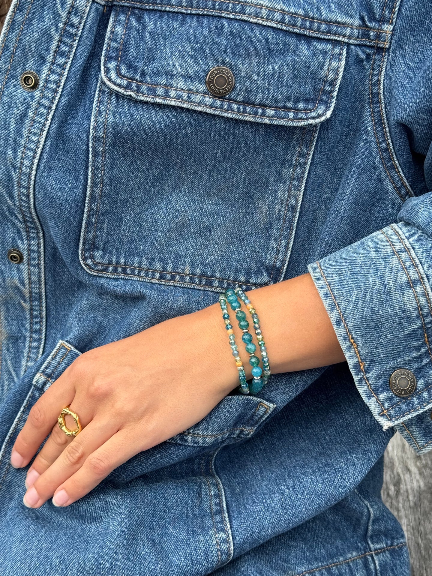 Armband Luna Havsgrön – Set med 3 st