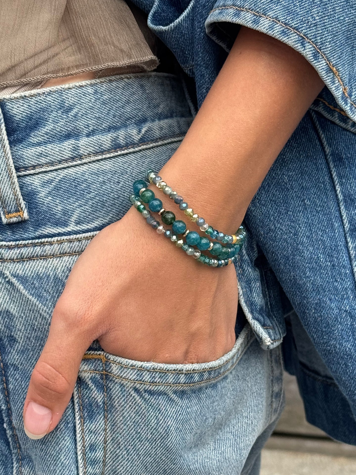 Armband Luna Havsgrön – Set med 3 st