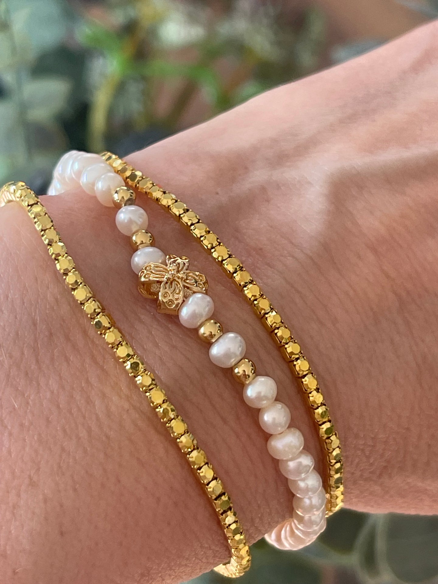 Armband Vega Set/3 - Äkta sötvattenspärlor