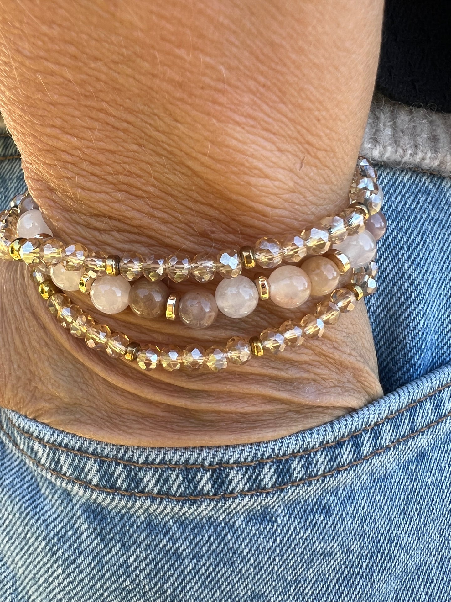 Armband Luna Blush Mix / Natur – Set med 3 st