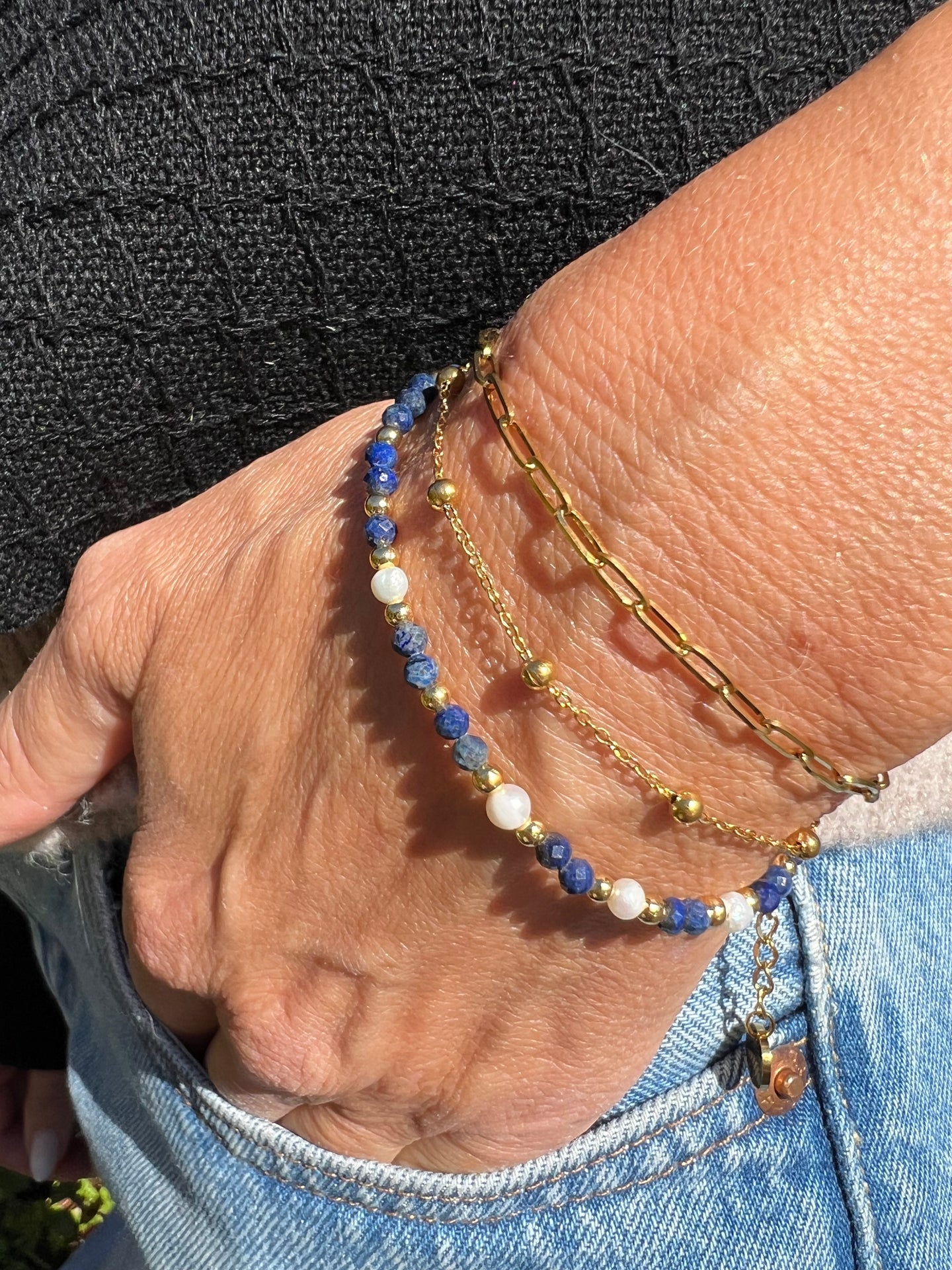 Armband Lilja set med 3 st - Äkta sötvattenspärlor
