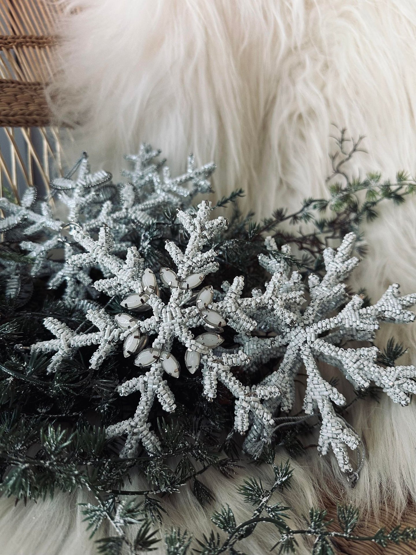 Juldekoration silver / vit mix