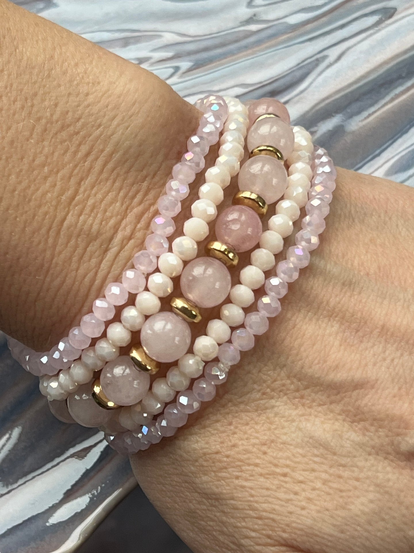 Armband MICHELLE Soft Rose / Mix - 5 st