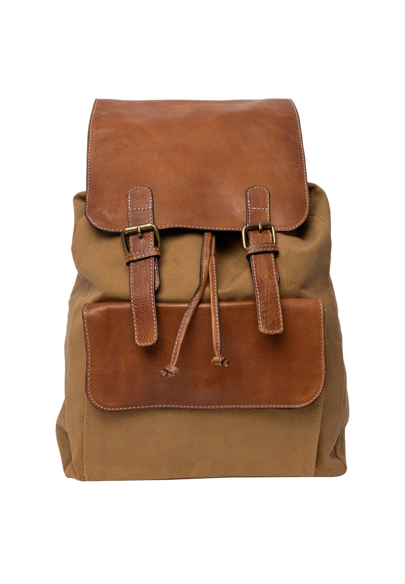 Ryggsäck i kanvas och läder