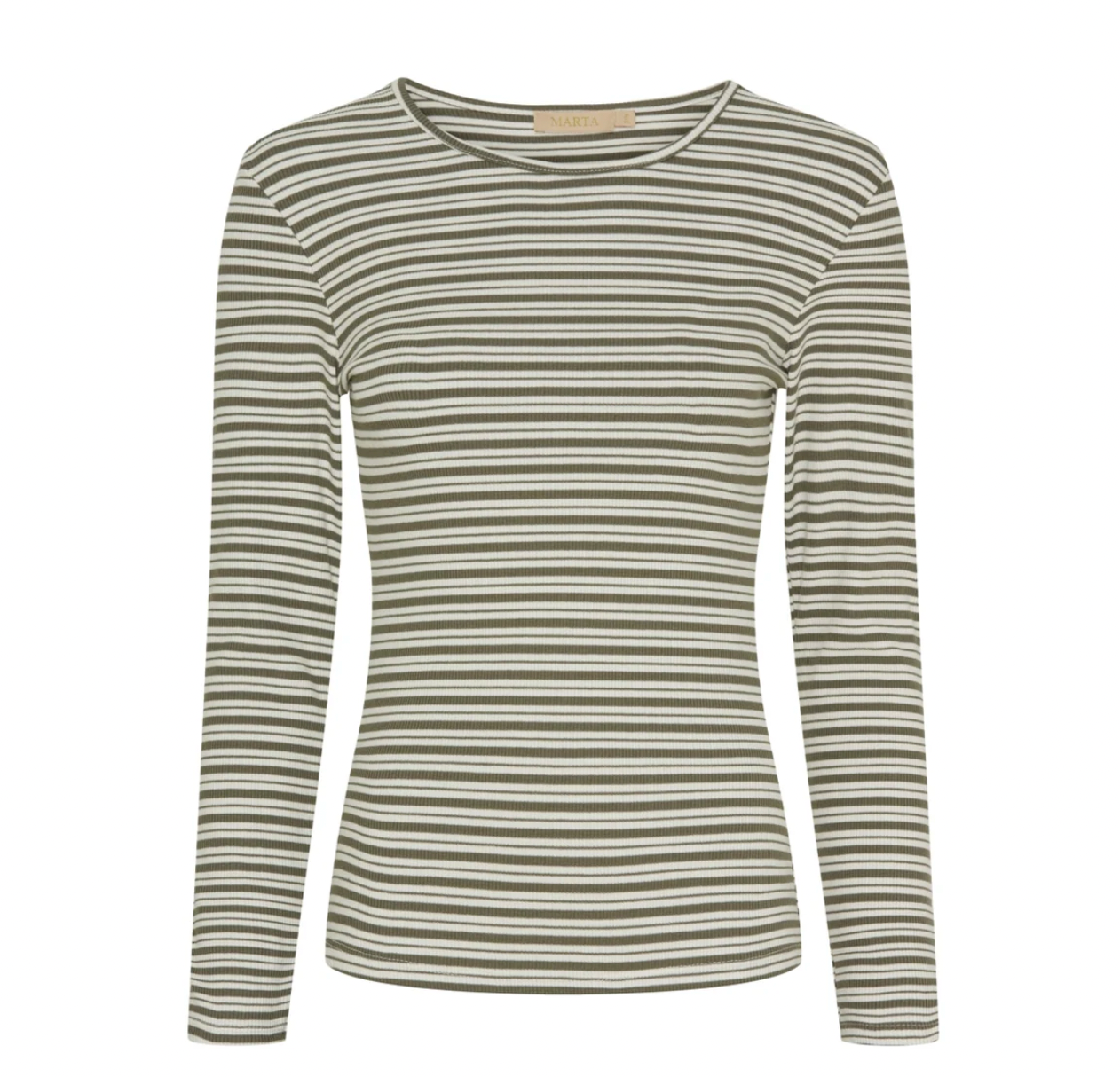 Blus Christel randig - Kaki / Cream