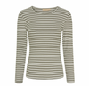 Blus Christel randig - Kaki / Cream