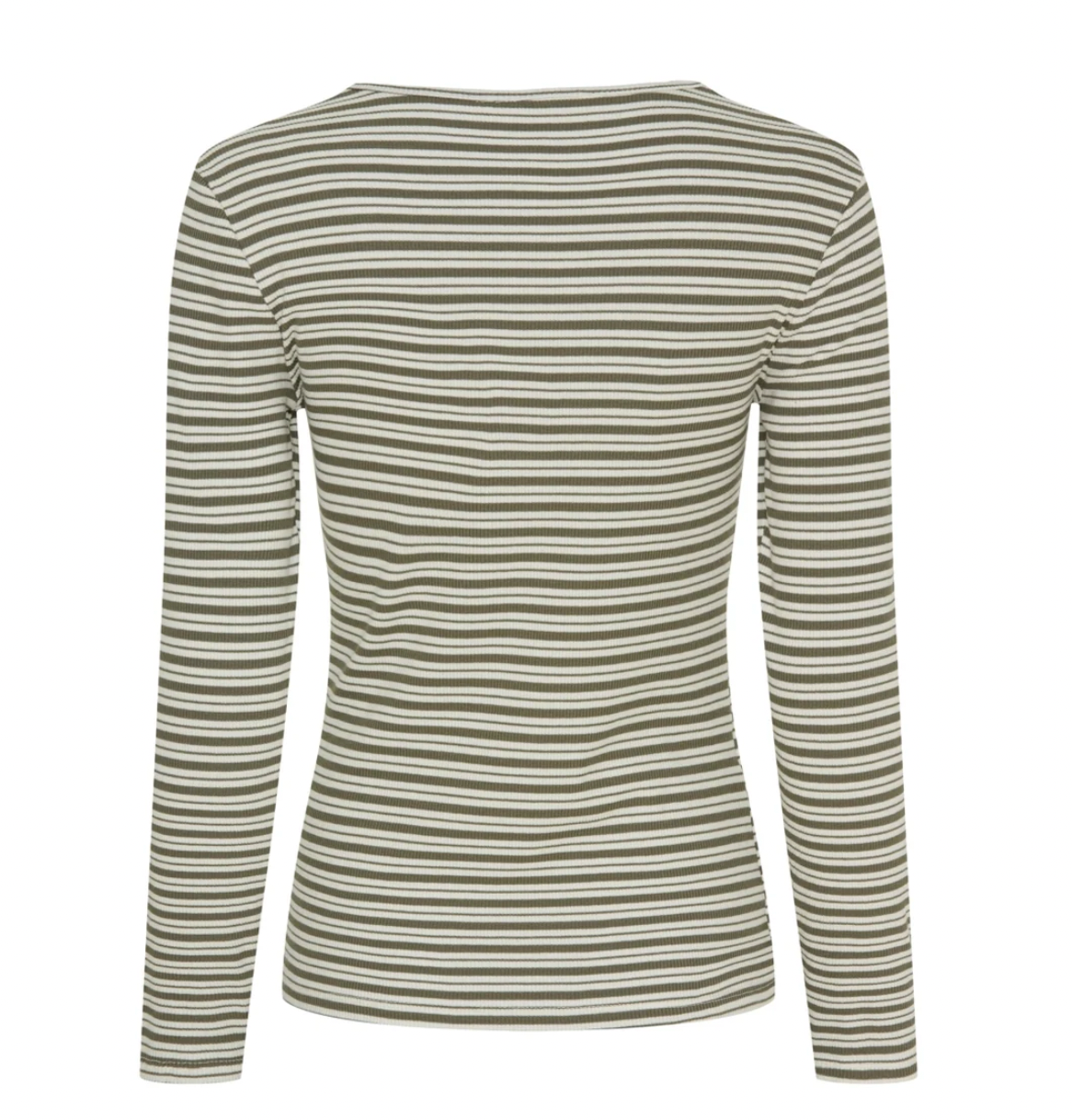 Blus Christel randig - Kaki / Cream