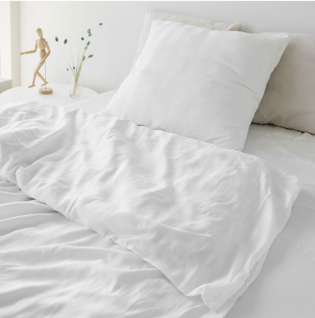 Bambu satin sängset, vit, 140x200 - 63x60