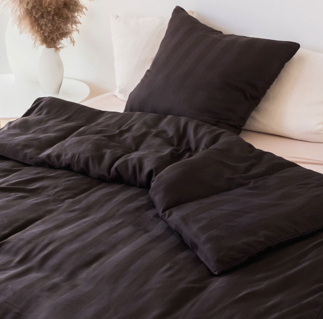 Bambu-satin påslakanset, brun, 140x220 - 63x60