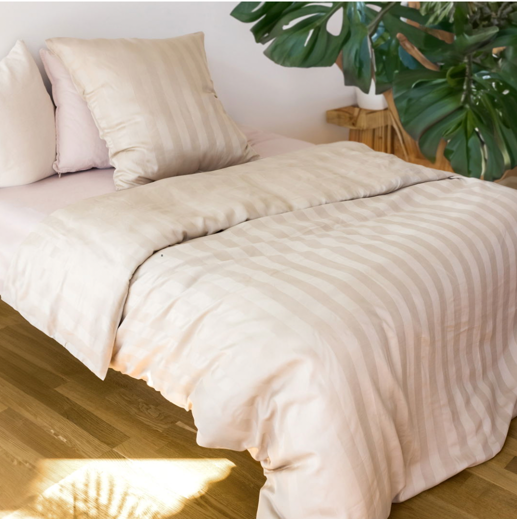 Bambu satin sängset, beige, 140x220 - 63x60