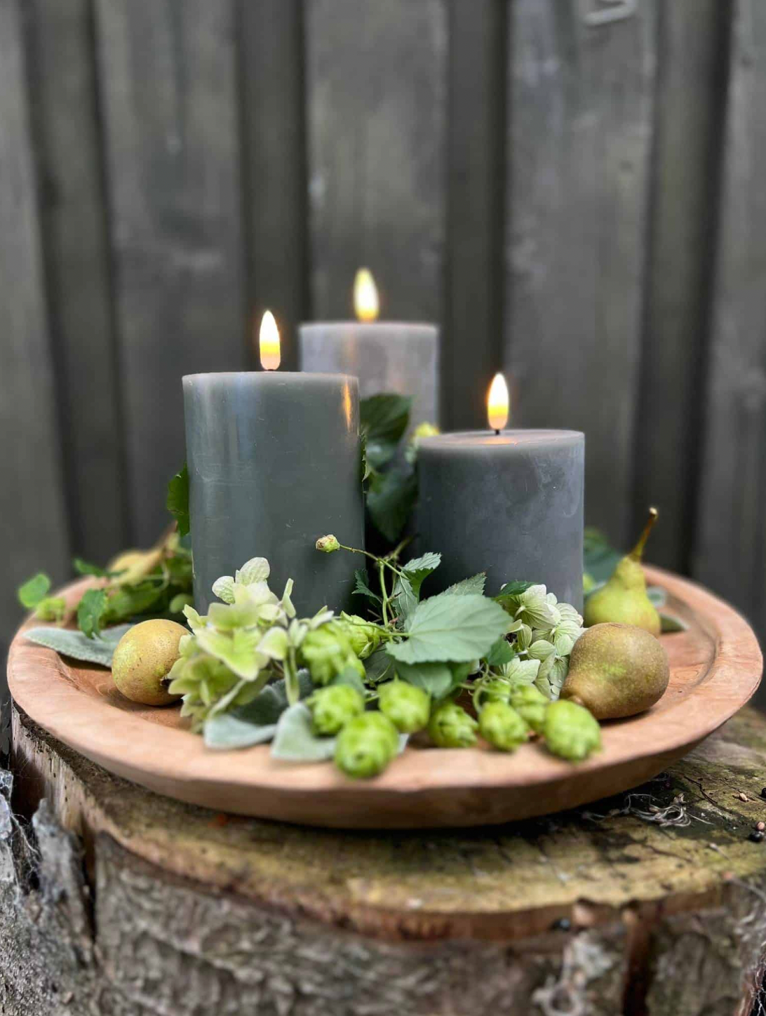 LED-ljus / Mörkgrön – 3 st blockljus