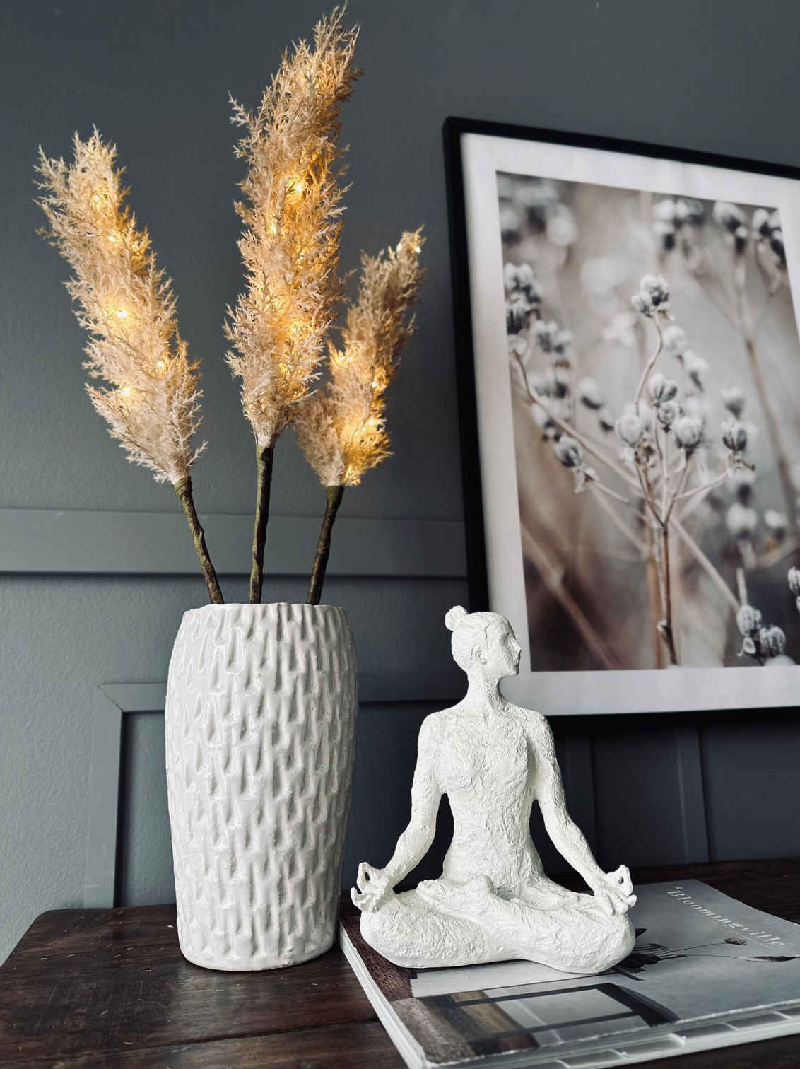 Pampas med LED-ljus - 118 cm