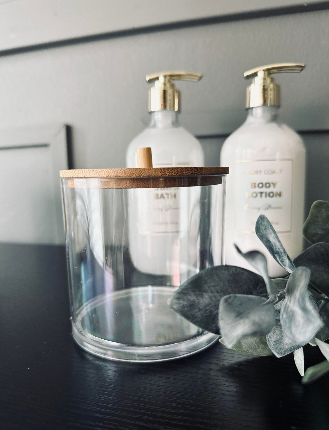 Sminkorganisatör - Akryl med bambuslock