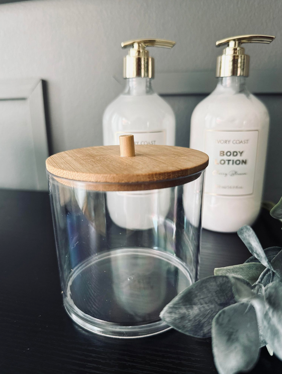 Sminkorganisatör - Akryl med bambuslock