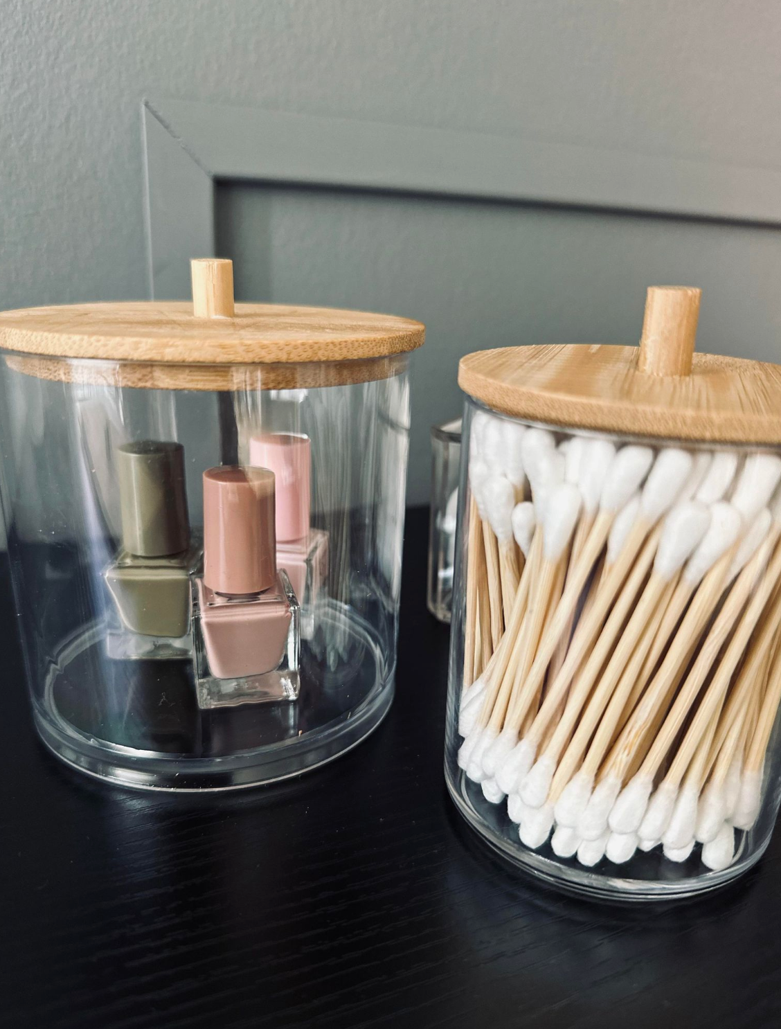 Sminkorganisatör - Akryl med bambuslock