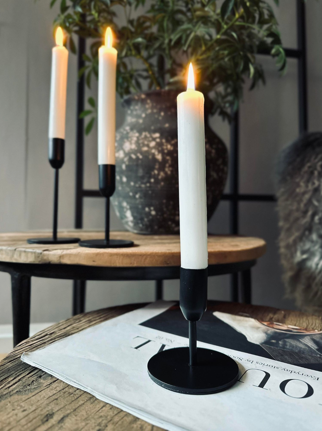 Ljusstake set för stavljus – Black Mindy