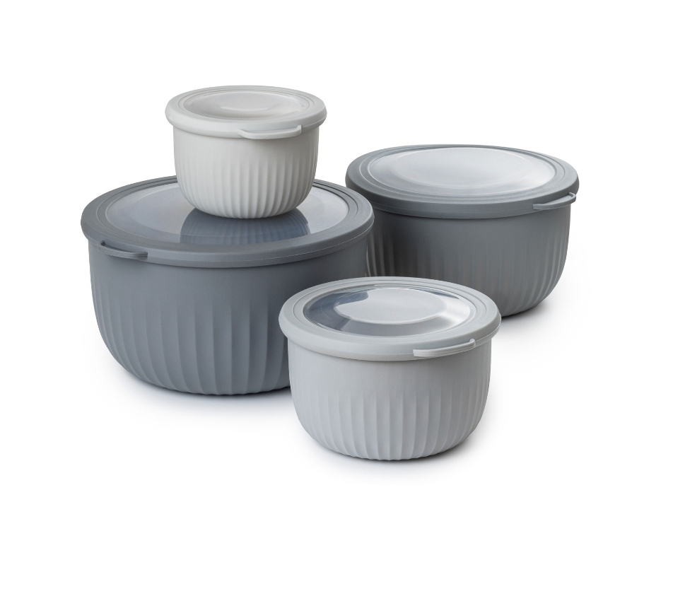 Förvaringsburkar med räfflor och lock - 4-pack