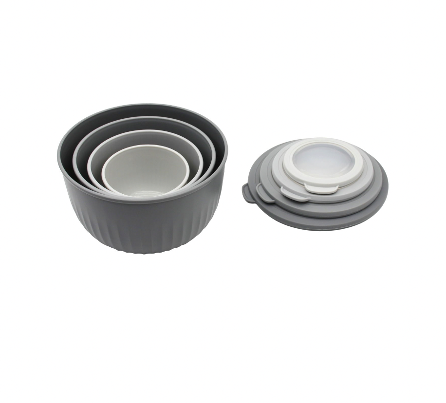 Förvaringsburkar med räfflor och lock - 4-pack