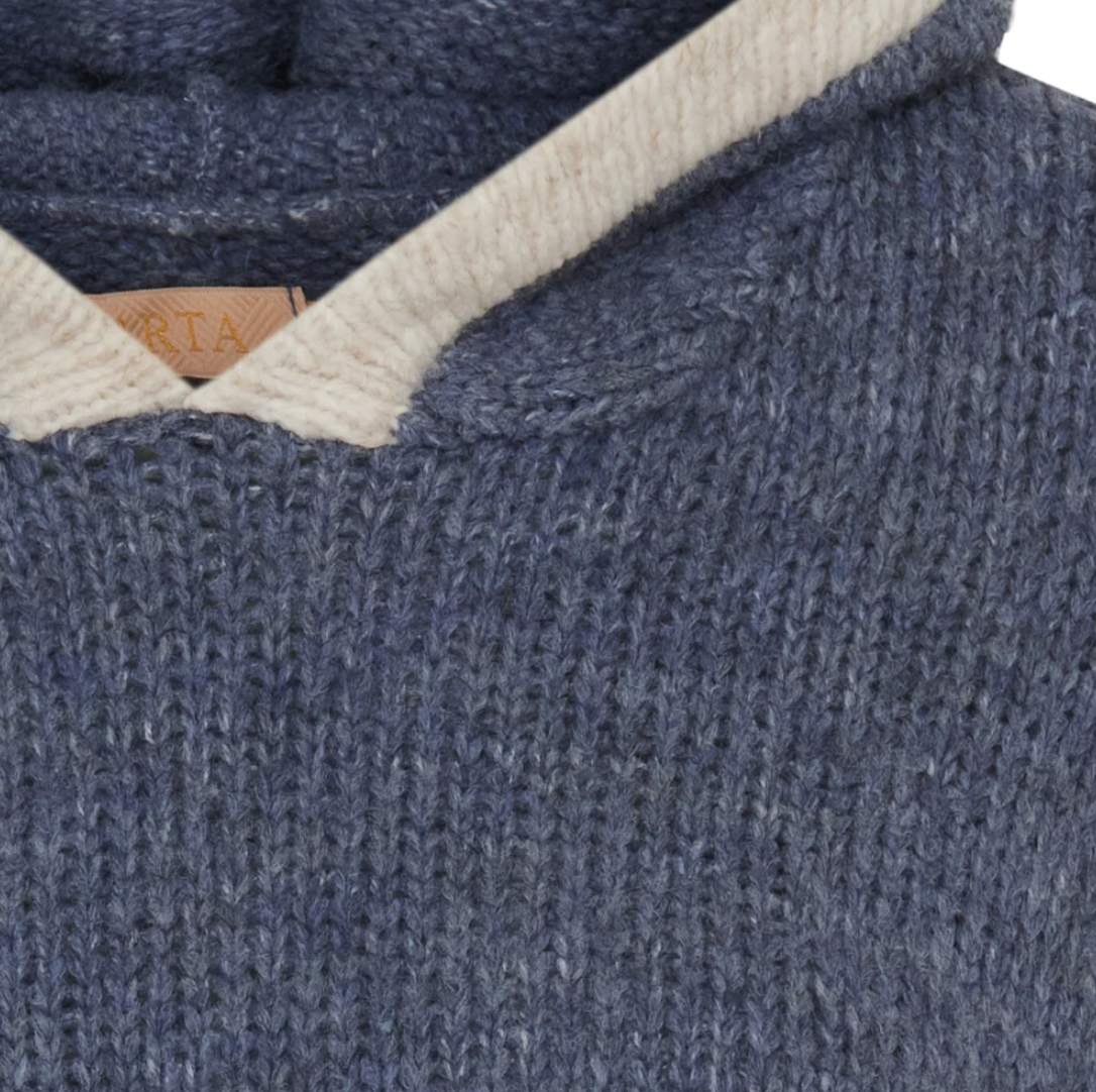 Stickad Hoddie - Jeans blue