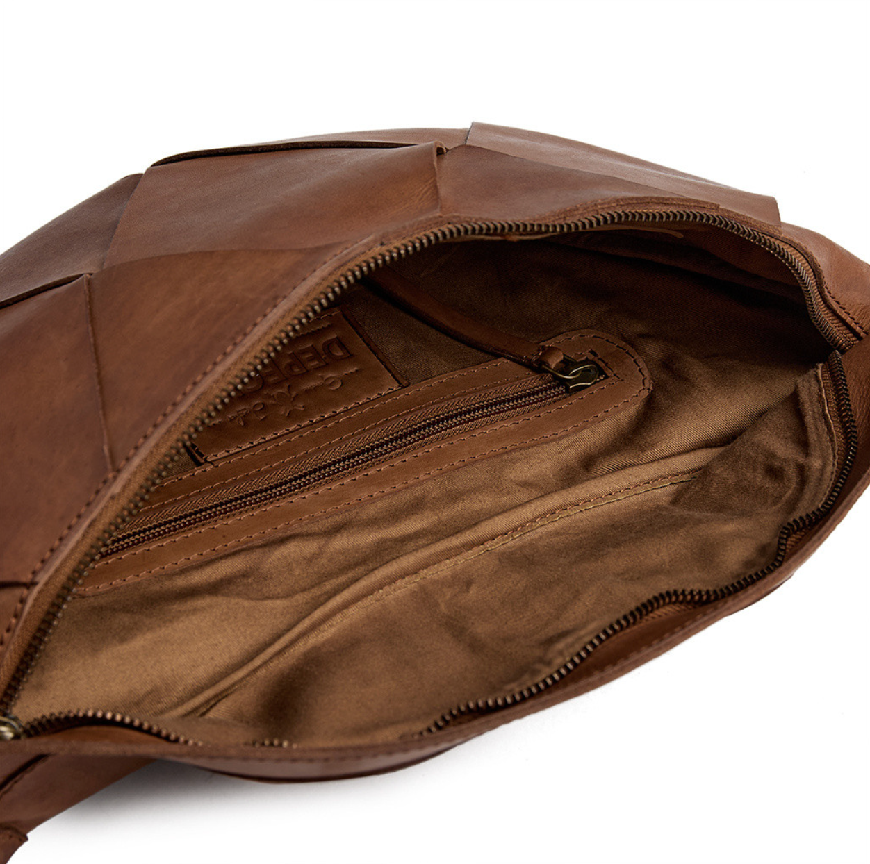 Exklusiv handflätad bumbag - Cognac