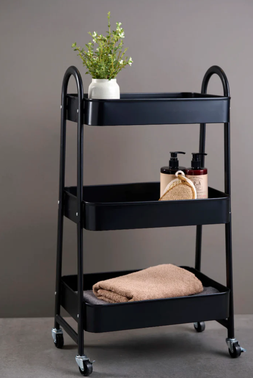 Rullvagn med hjul - Svart