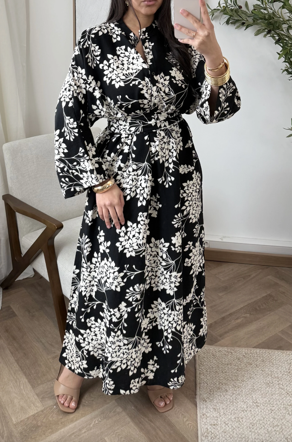 Klänning Blomma Boheme - Svart