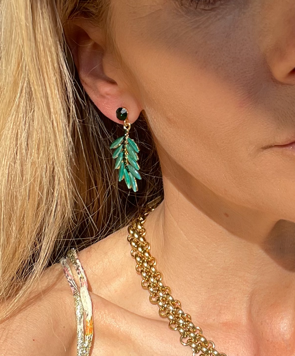 Örhängen Feather - Smaragd