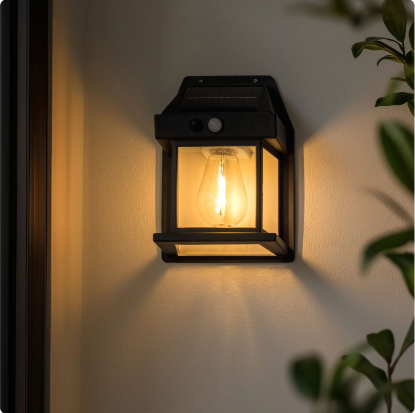 Solar utomhuslampa för vägg - med sensor