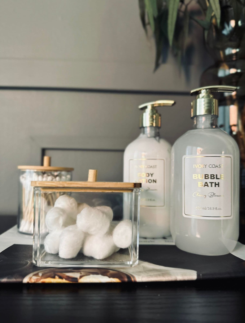 Makeup-organizer - Akryl med lock i bambu