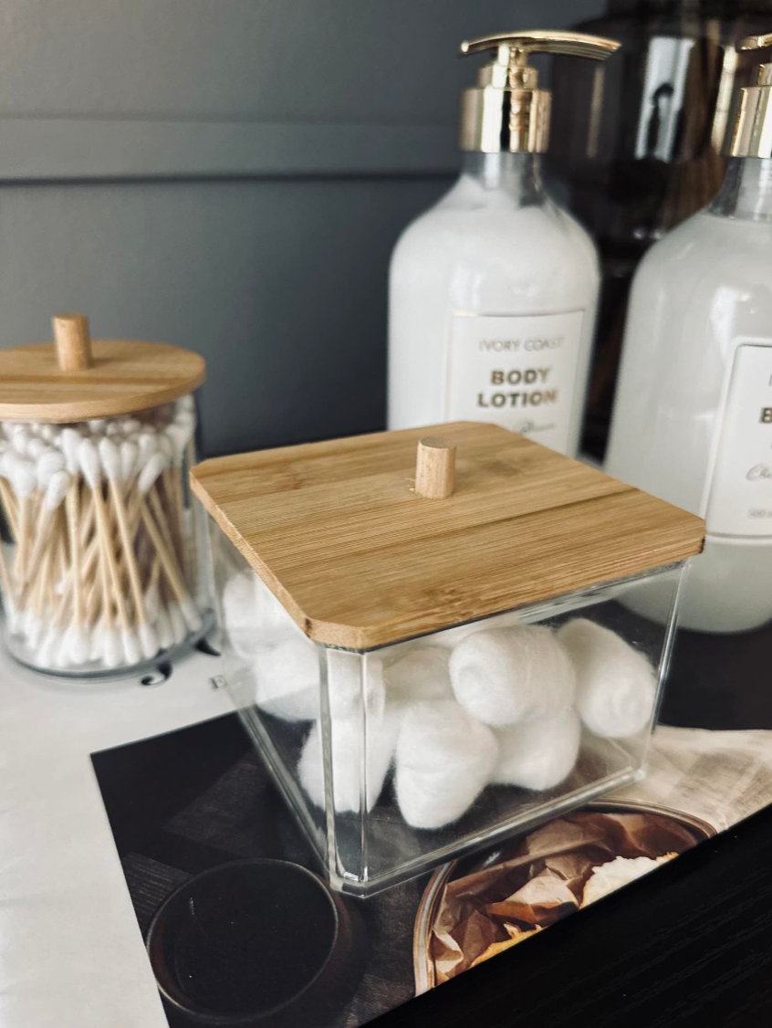 Makeup-organizer - Akryl med lock i bambu
