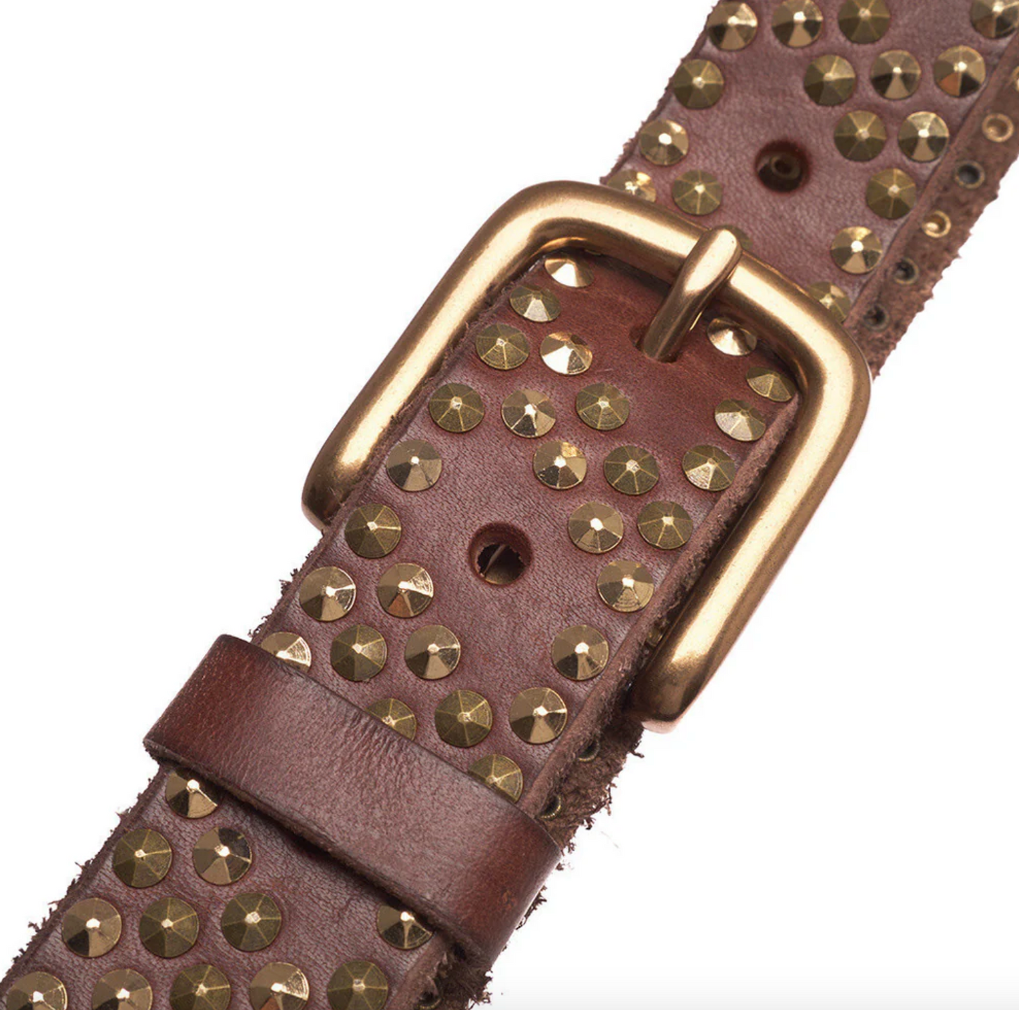 Jeansbälte med nitar - Brun/guld