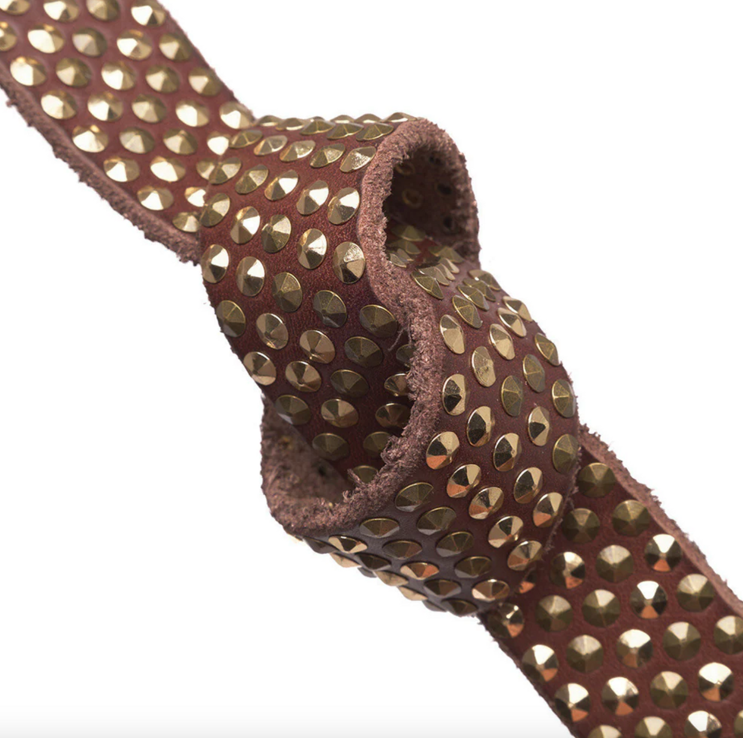 Jeansbälte med nitar - Brun/guld