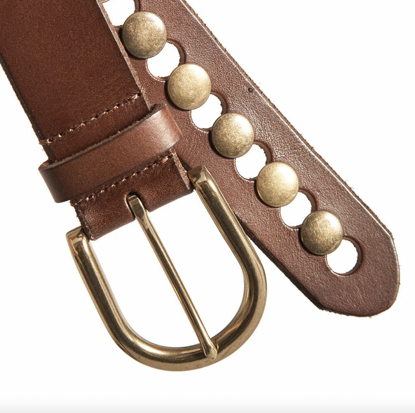 Jeansbälte dekorerat med nitar - Brun