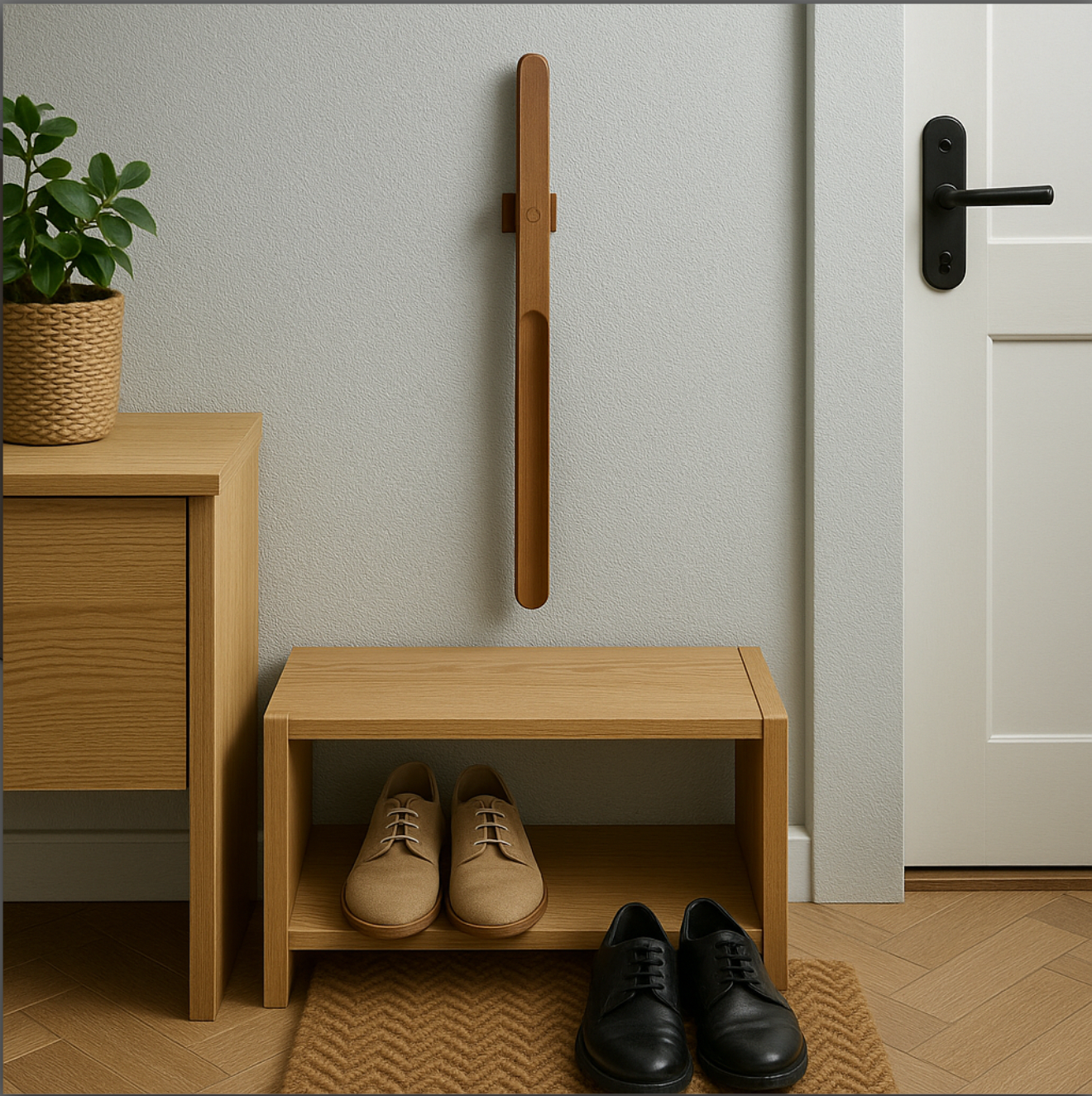 Skohorn i trä med magnet