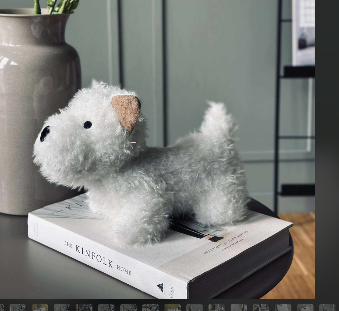 Dörrstopp Plyschhund - Vit
