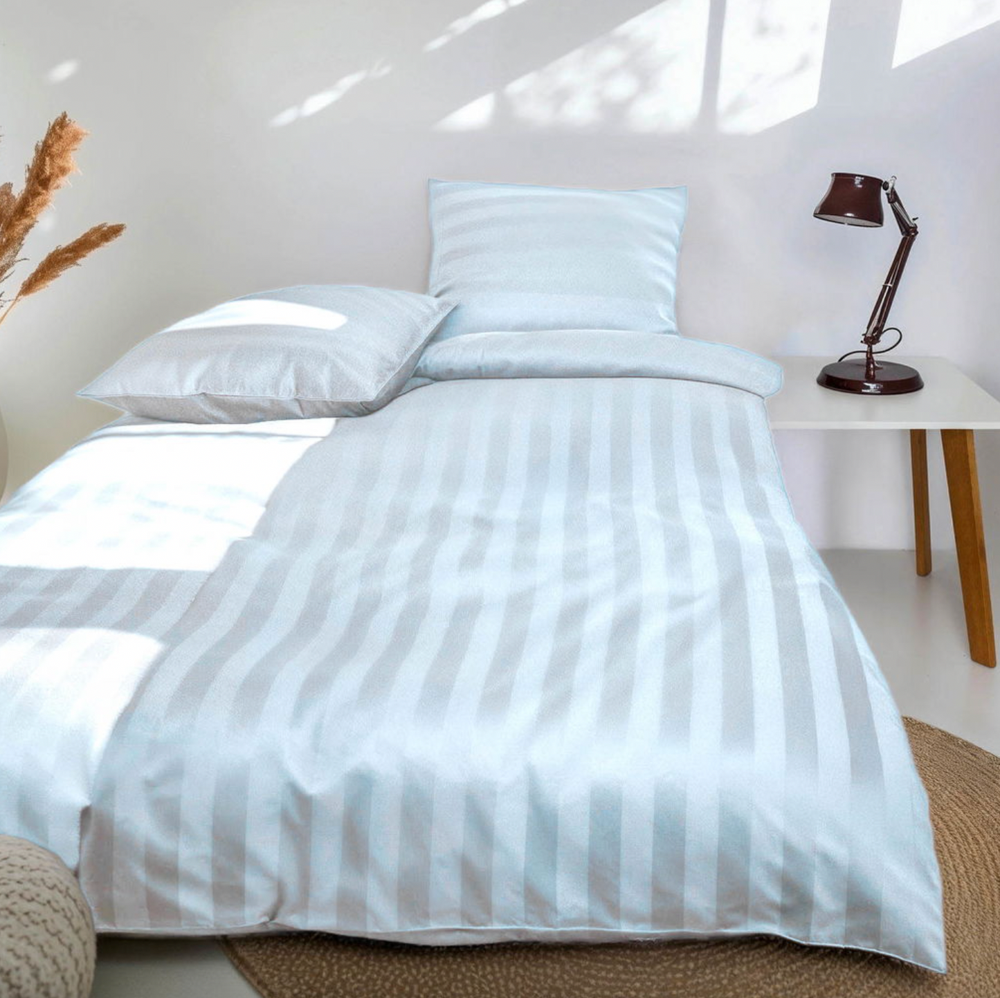 Bambu satin påslakanset, Ljus blå 140x200 - 63x60