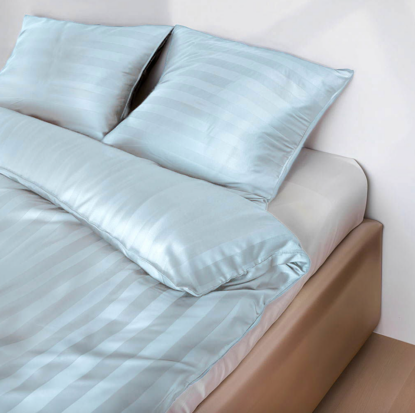Bambu satin påslakanset, Ljus blå 140x200 - 63x60