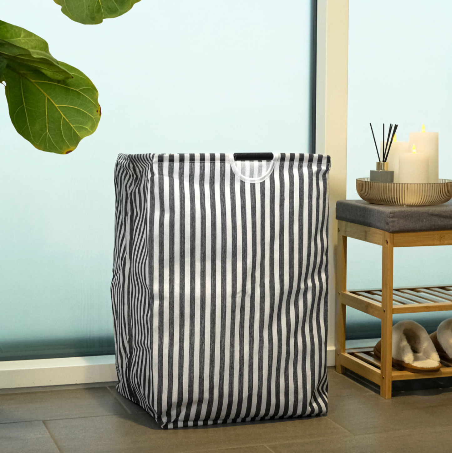 Tvättkorg i canvasrand