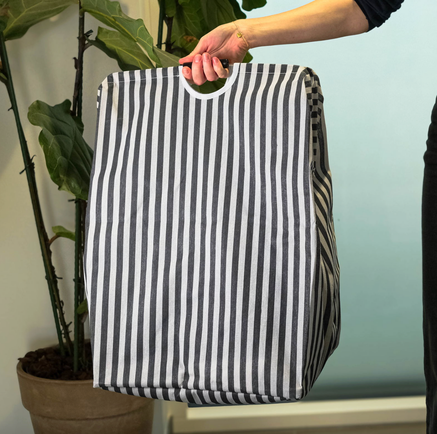 Tvättkorg i canvasrand